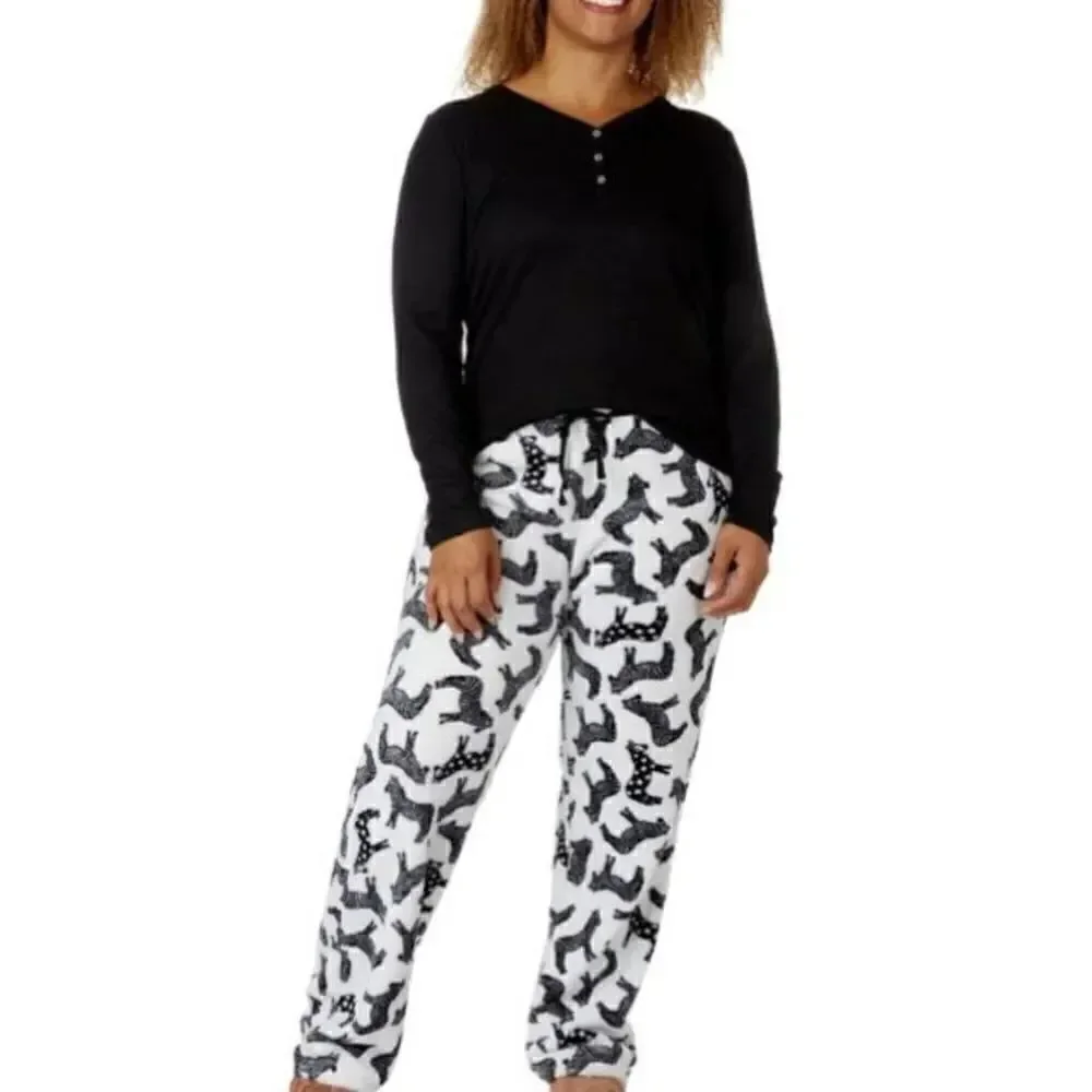 ECHO WOMEN’S XLARGE 2 pc Long Sleeve Top & Zebra Print Pajama Pant SET